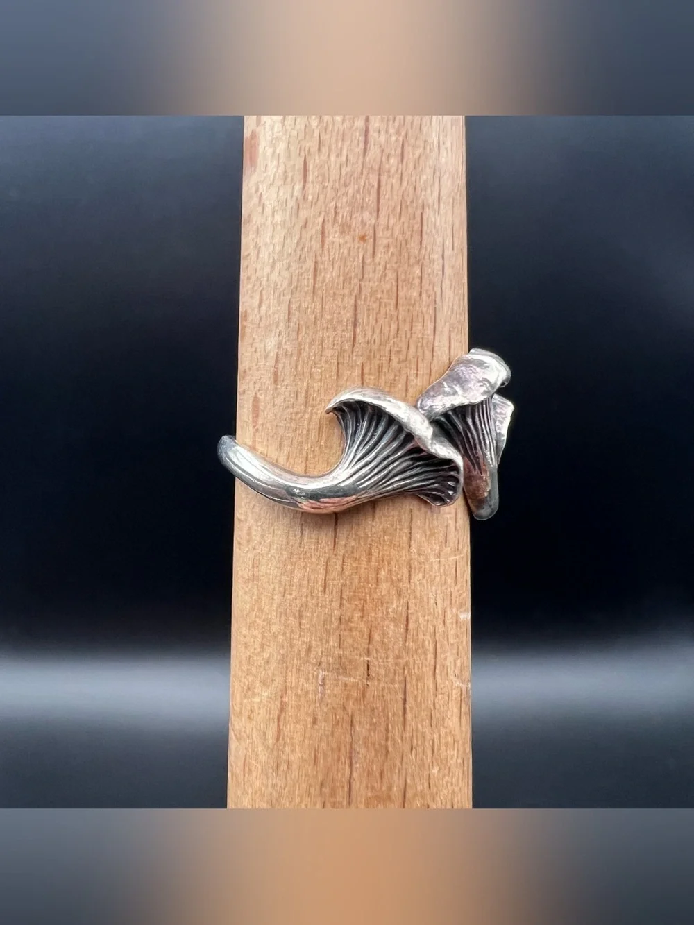 Sterling Silver Chanterelle Mushroom Ring